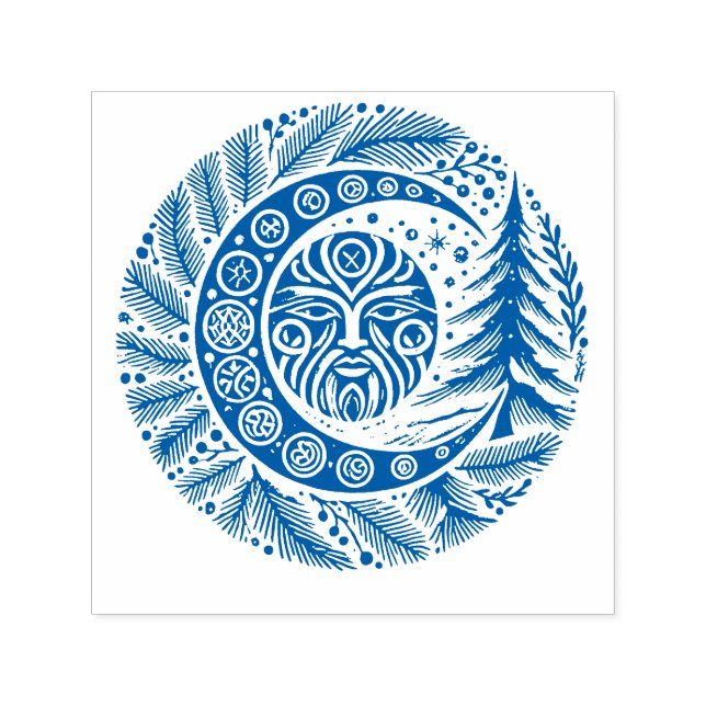 Tampon Auto-encreur Yule Winter Solstice Greenman                      (Design)