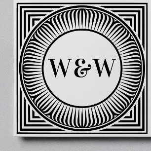 Tampon en bois de monogramme géométrique architect
