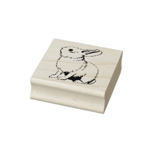 Tampon en caoutchouc avec le lapin vintage