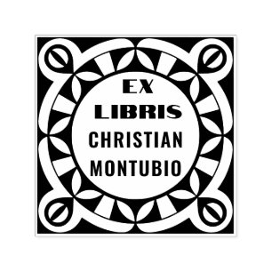 Tampon encreur géométrique Ex Libris pour livres -