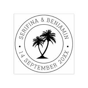 Tampon Tropical Palm Beach Mariage personnalisé Pa