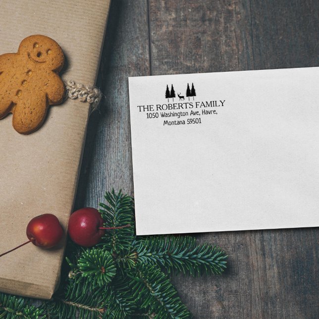 Tampons Encreurs Adresse de retour de famille personnalisée, Noël (Créateur téléchargé)