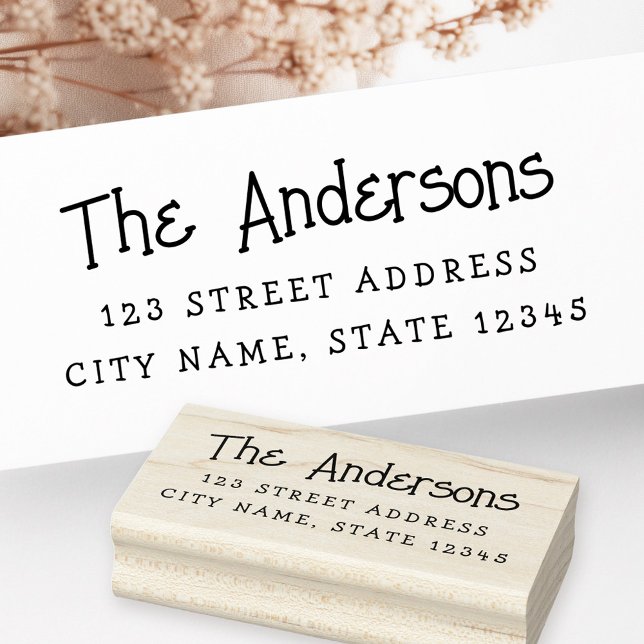 Tampons Encreurs Adresse de retour de la typographie mignonne (Whimsical cute typography return address rubber stamp)