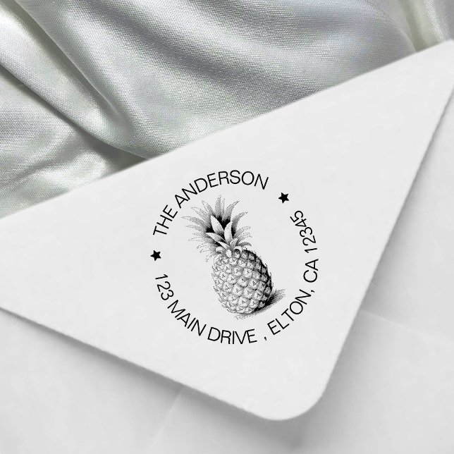 Tampons Encreurs Adresse de retour de l'ananas tropical d'été à la  (Créateur téléchargé)