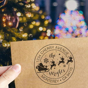Tampons Encreurs Adresse de retour de Noël Santa Claus Sleigh
