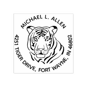 Tampons Encreurs Adresse de retour de Tiger Tiger Strier Round