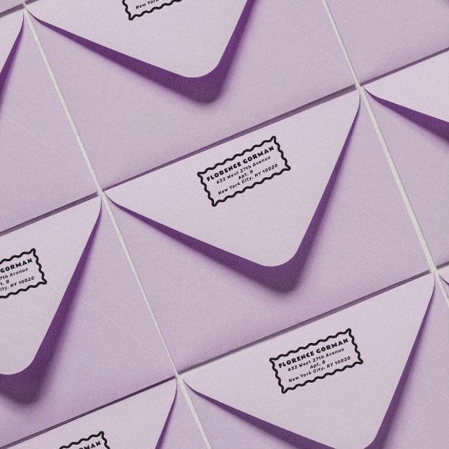 Tampons Encreurs Adresse de retour du cadre gras (modern wavy line frame return address wooden ink stamp)