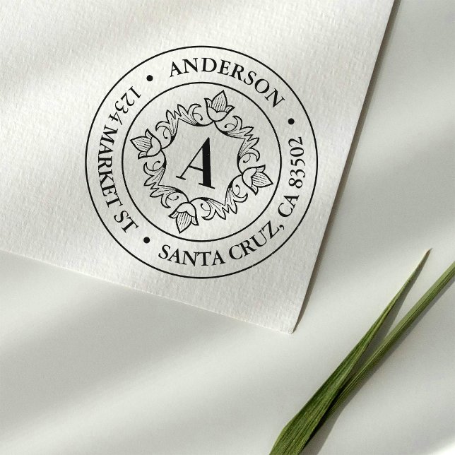 Tampons Encreurs Adresse de retour du cadre Monogram Retro (Créateur téléchargé)