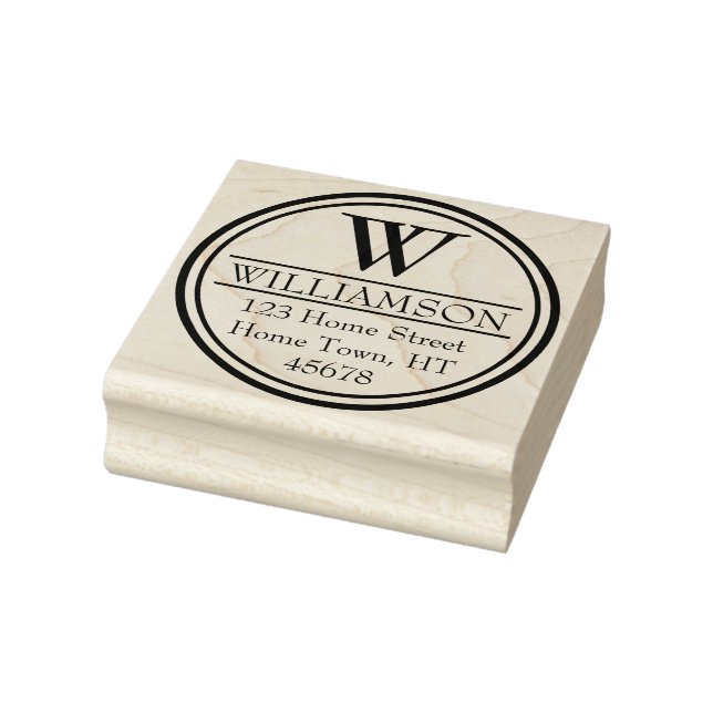 Tampons Encreurs Adresse de retour du cercle monogramme (Tampon)