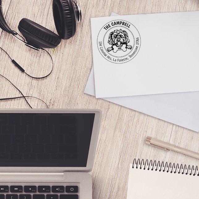 Tampons Encreurs Adresse de retour du chien Morkie (Créateur téléchargé)