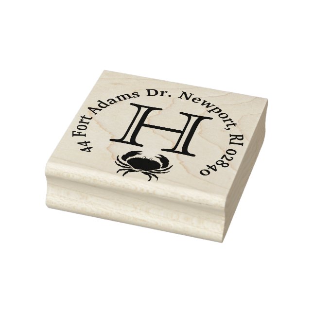 Tampons Encreurs Adresse de retour du monogramme de crabe (Tampon)