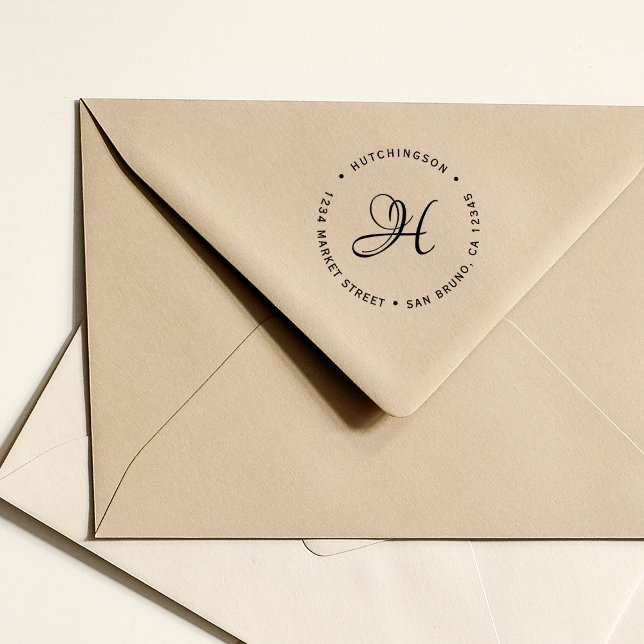 Tampons Encreurs Adresse de retour du script de monogramme initial  (Créateur téléchargé)