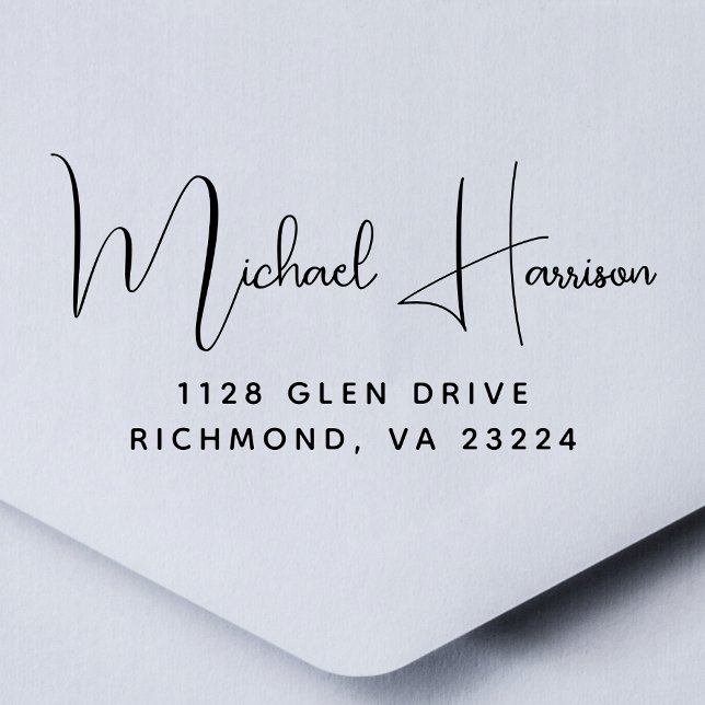 Tampons Encreurs Adresse de retour du script de signature élégant (Créateur téléchargé)