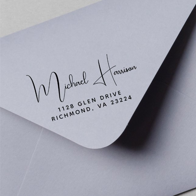 Tampons Encreurs Adresse de retour du script de signature moderne (Créateur téléchargé)