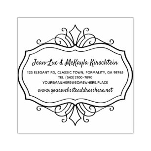 Tampons Encreurs Adresse de retour Elegant Rococo Baroque Classy Ca