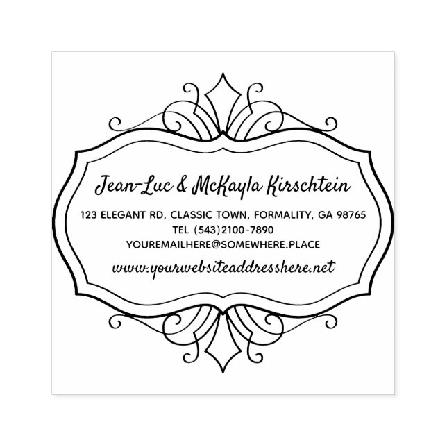 Tampons Encreurs Adresse de retour Elegant Rococo Baroque Classy Ca (Impression)