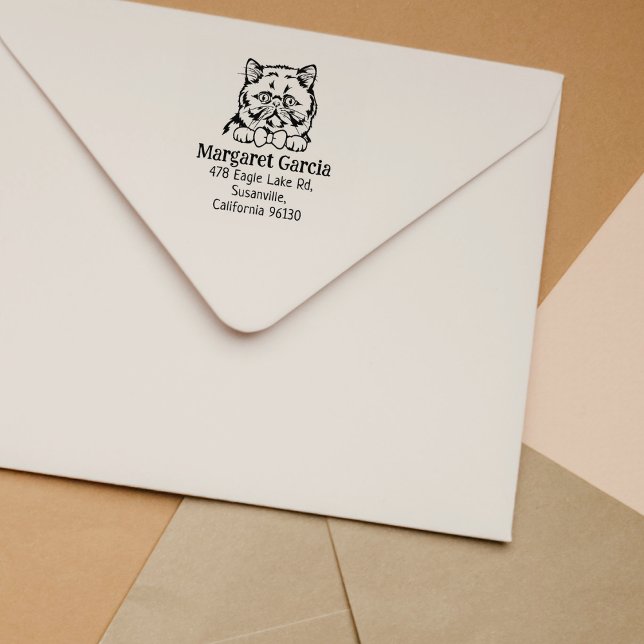 Tampons Encreurs Adresse de retour Exotique Cute Cat (Créateur téléchargé)