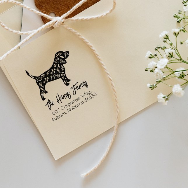 Tampons Encreurs Adresse de retour famille Beagle décorée (Créateur téléchargé)