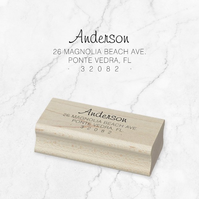 Tampons Encreurs Adresse de retour personnalisée minimale 04. Timbr (Modern, elegant typography wooden return address stamp. Create your own!)