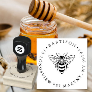 TAMPONS ENCREURS ADRESSE DE RETOUR ROND EN FORME D'ABEILLE