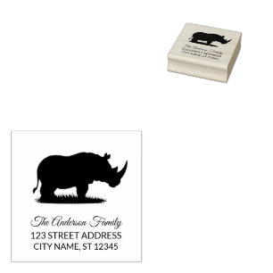 Tampons Encreurs Adresse de retour Silhouette de rhinocéros pers