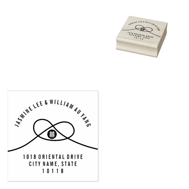 Tampons Encreurs Adresse du Mariage chinois Love Knot Double Happin (Tamponné)