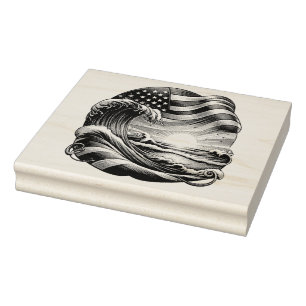 Tampons Encreurs American USA Flag Beach Wave Sunset Patriotic Art