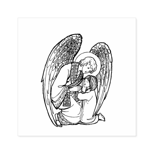 Tampons Encreurs Ange religieux gardien avec enfant (Impression)