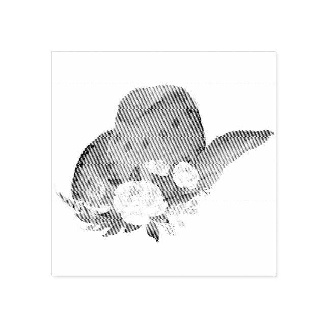 Tampons Encreurs Aquarelle Casquette fille avec bouquet de fleurs (Impression)