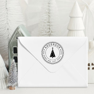 Tampons Encreurs Arbre de Noël Moderne Nom de Famille Adresse Circu