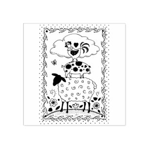 Tampons Encreurs ART FOLAIRE ANIMAUX DE FERME MOULER PIG ROOSTER Pr