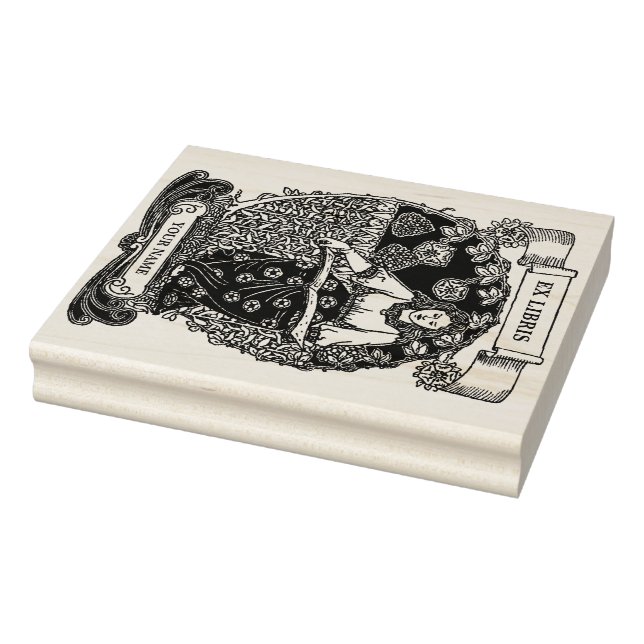 Tampons Encreurs Art Nouveau Ex Libris Girl & Book Modèle (Tampon)