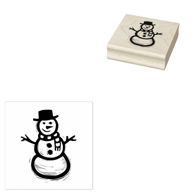 Tampons Encreurs Art populaire rustique Snowman Noël hiver (Tamponné)