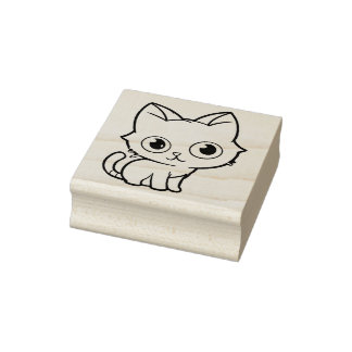 Tampons Encreurs Art vectoriel de chat Anime Violet
