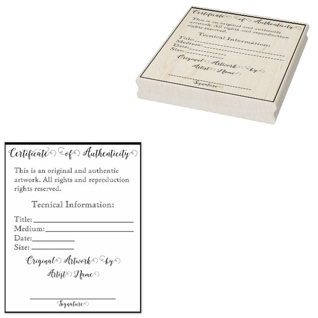 Tampons Encreurs Authentification d'oeuvres personnalisables Imprim (Tamponné)