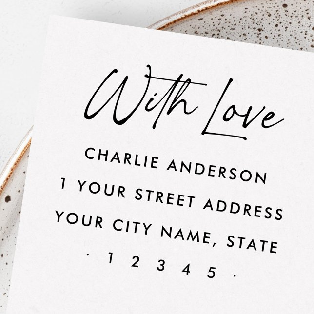 Tampons Encreurs Avec amour, élégante adresse de retour de script (With love elegant script return address rubber stamp)