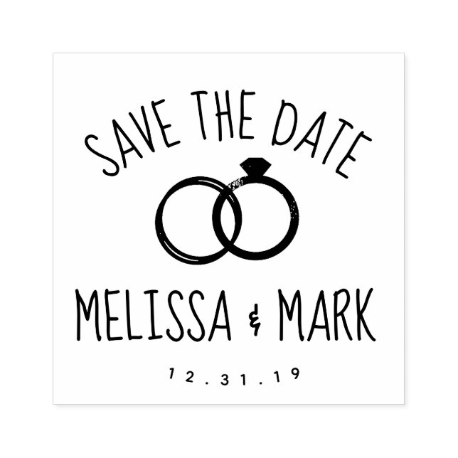 Tampons Encreurs Bague Logo Fun Lettering Enregistrer la date (Impression)