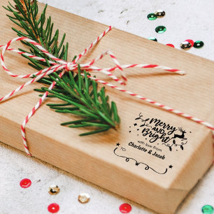 Tampons Encreurs Balise Joyeuse et brillante, Couple de Noël