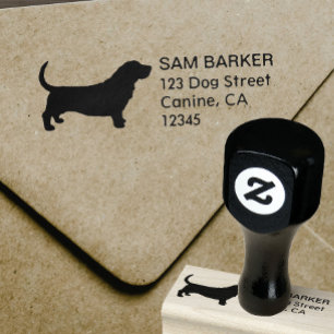 Tampons Encreurs Basset Hound Silhouette Amoureux des chiens Adress