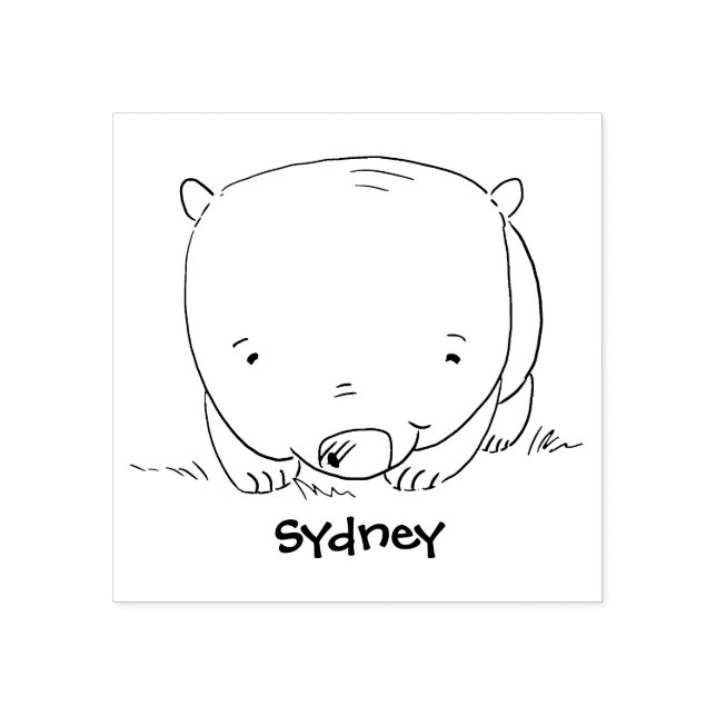 Tampons Encreurs Belle illustration de dessin animé de bébé wombat (Impression)