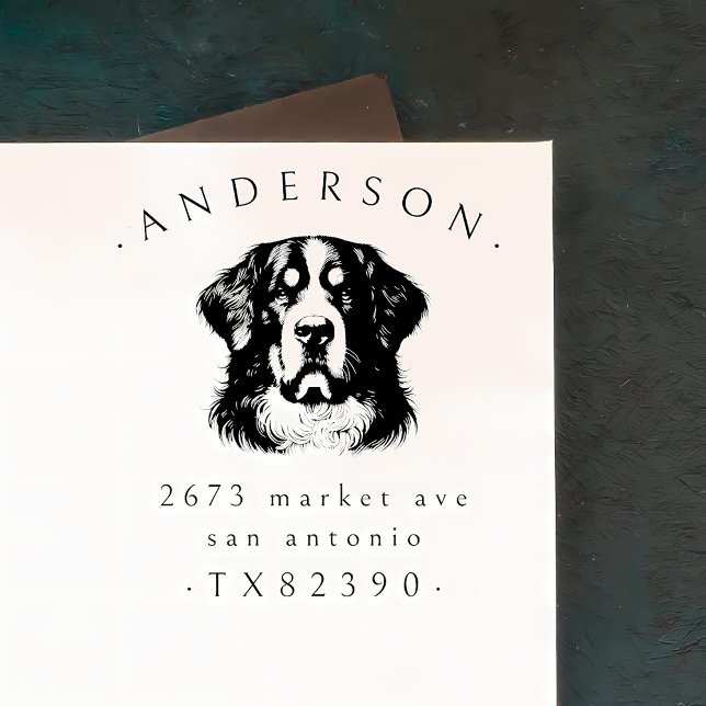 Tampons Encreurs Bernese Mountain Dog Nom de famille et adresse de  (Créateur téléchargé)