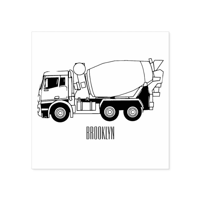 Tampons Encreurs Béton mélange camion de transport caricature (Impression)