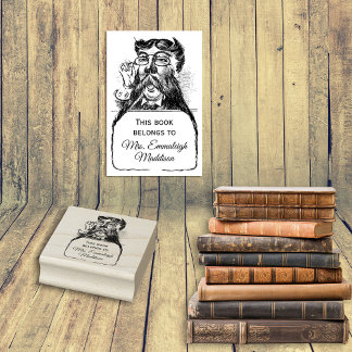 Tampons Encreurs Bibliothécaire Gand Classique Vintage Mustache Hom