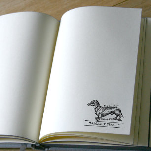 Tampons Encreurs Bibliothèque Dachshund Ex Libris vintage Livre