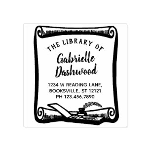 Tampons Encreurs Bibliothèque Ex Libris Plaque Vintage de défilemen