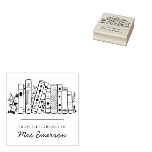 Tampons Encreurs Bibliothèque florale Timbre de livre d'enseignant 