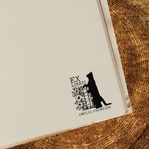 Tampons Encreurs Bibliothèque moderne Chat, Ex-libris 
