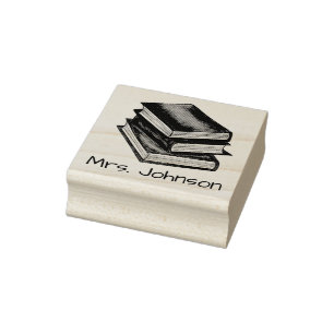 Tampons Encreurs Bibliothèque Pile de livre Professeur personnalisé