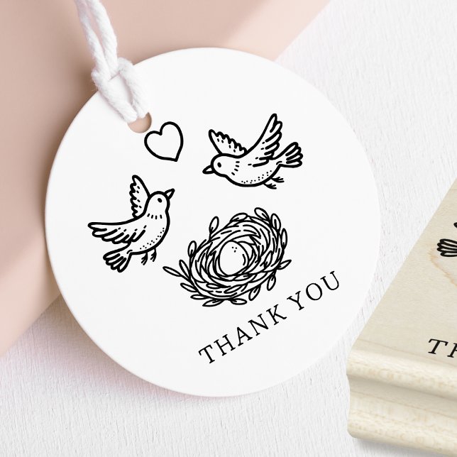 Tampons Encreurs Birds and Nest Baby Shower Thank You (Créateur téléchargé)