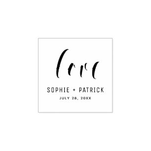 Tampons Encreurs Black Whimsical Love Script personnalisé mariage